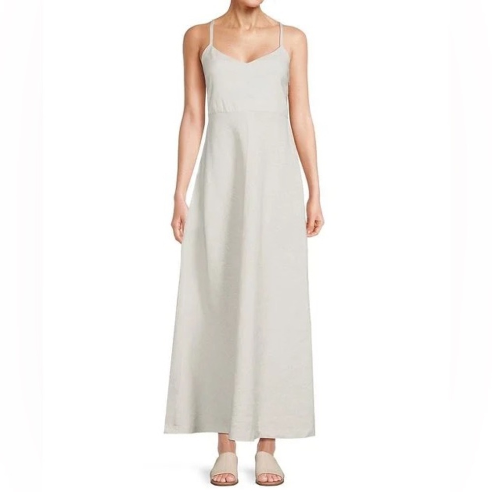 NWT Theory Haranna linen blend maxi dress flax/white size 10